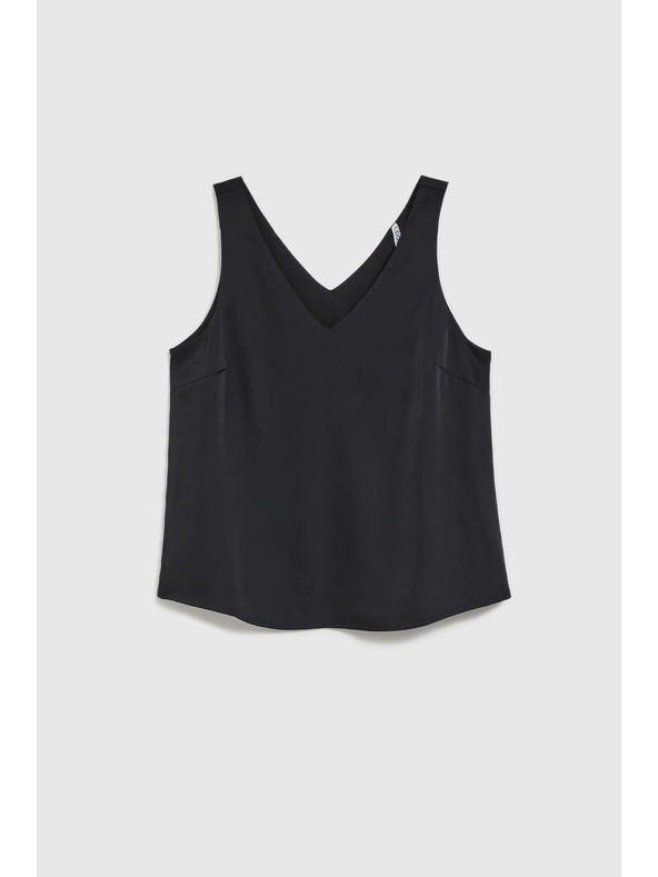 Moodo Hladká košeľa s výstrihom do véčka čierna Moodo