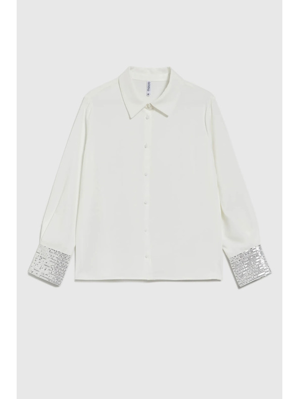 Moodo Biela košeľa s flitrami na manžetách Moodo