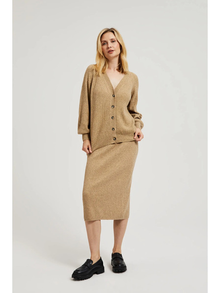 Moodo Úpletová midi sukňa béžová Moodo