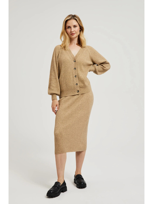 Moodo Úpletová midi sukňa béžová Moodo