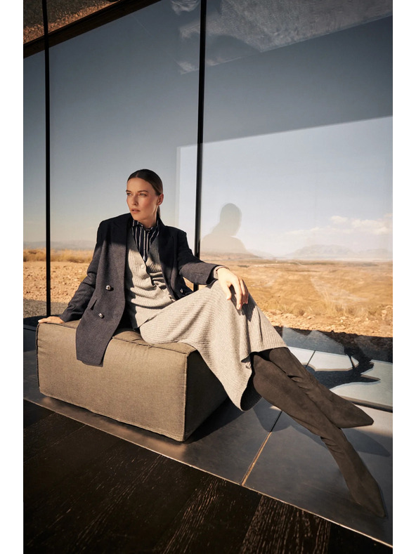 Moodo Úpletová midi sukňa sivá Moodo