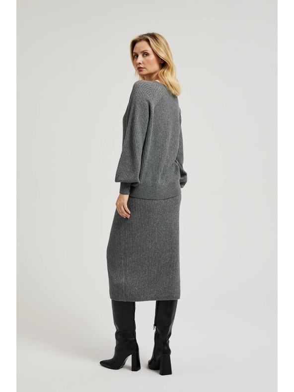 Moodo Úpletová midi sukňa sivá Moodo