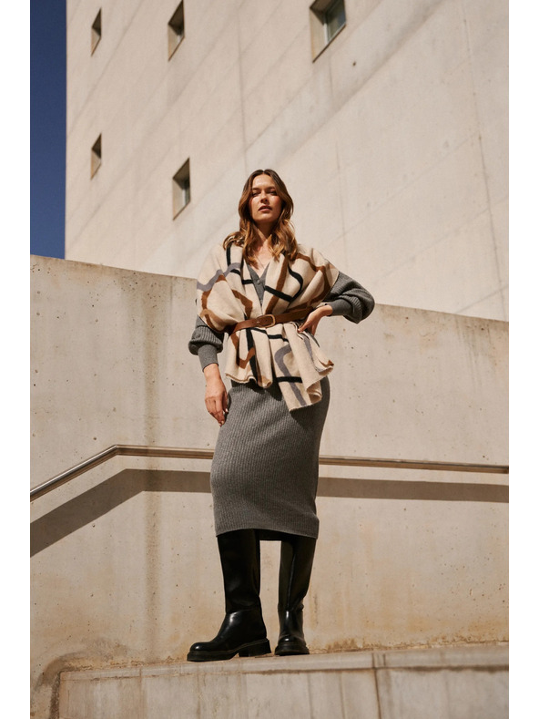 Moodo Úpletová midi sukňa sivá Moodo