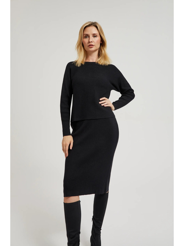 Moodo Pletená čierna ceruzková sukňa Moodo