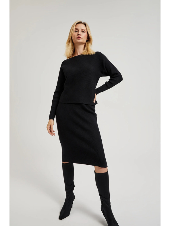 Moodo Pletená čierna ceruzková sukňa Moodo