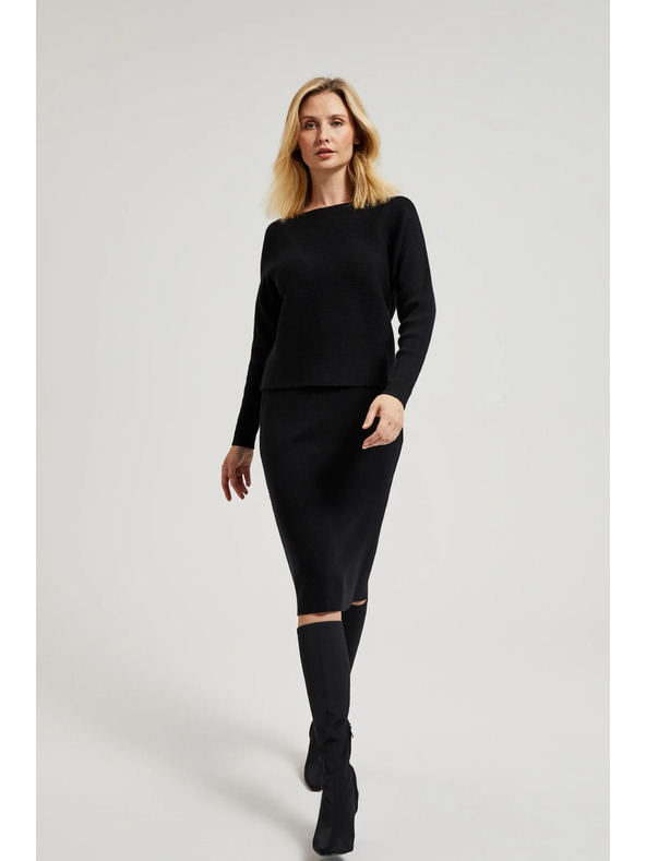 Moodo Pletená čierna ceruzková sukňa Moodo