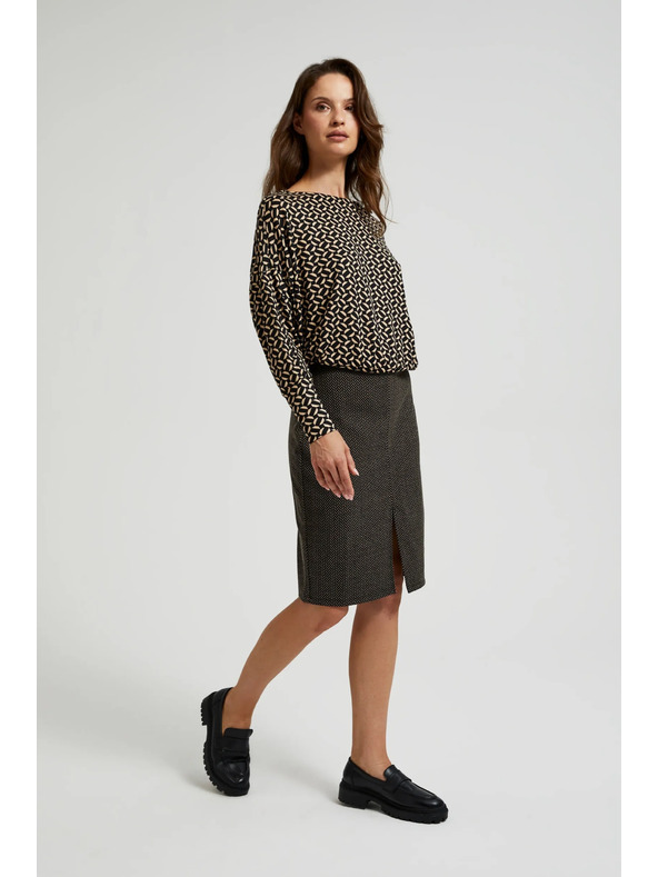 Moodo Ceruzková sukňa s metalickou niťou čierna Moodo