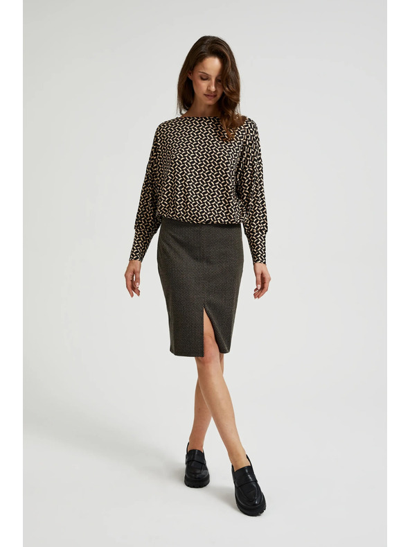 Moodo Ceruzková sukňa s metalickou niťou čierna Moodo