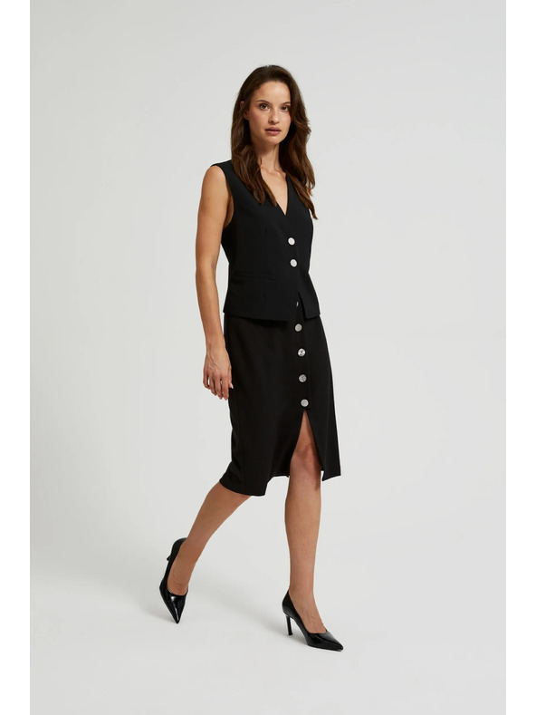 Moodo Tužková sukňa s ozdobnými gombíkmi čierna Moodo