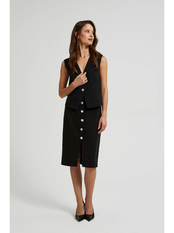 Moodo Tužková sukňa s ozdobnými gombíkmi čierna Moodo