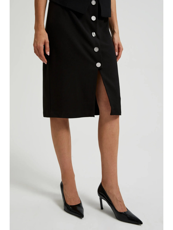 Moodo Tužková sukňa s ozdobnými gombíkmi čierna Moodo