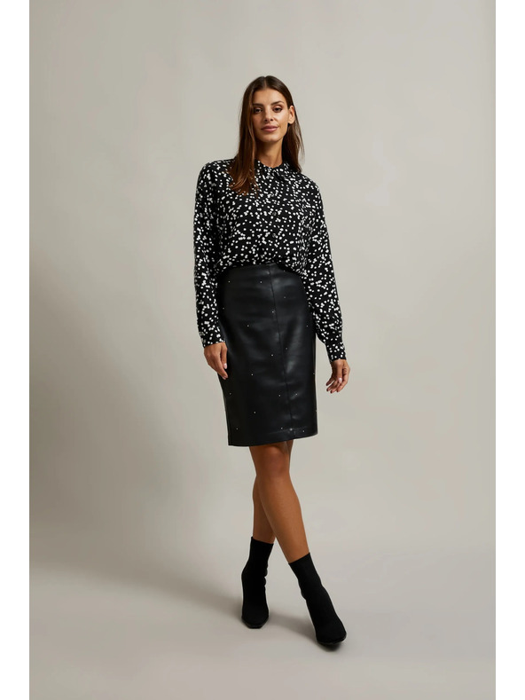 Moodo Voskovaná ceruzková sukňa čierna Moodo