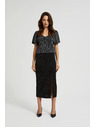 Moodo Midi sukňa s rozparkom čierna Moodo