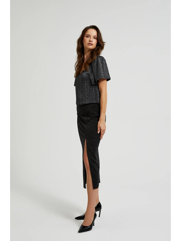 Moodo Midi sukňa s rozparkom čierna Moodo