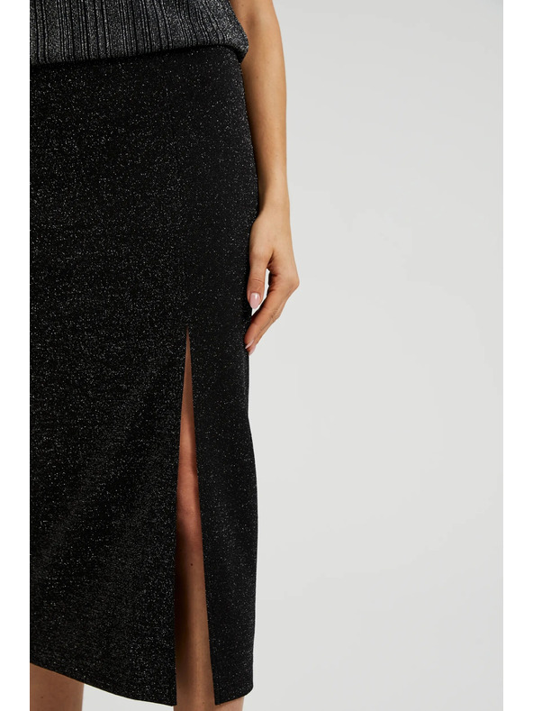 Moodo Midi sukňa s rozparkom čierna Moodo