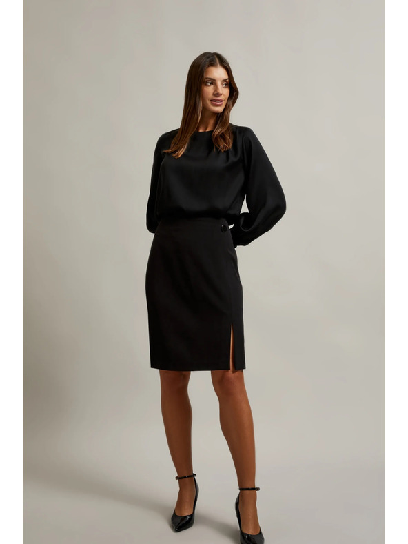 Moodo Ceruzková sukňa s ozdobným gombíkom čierna Moodo