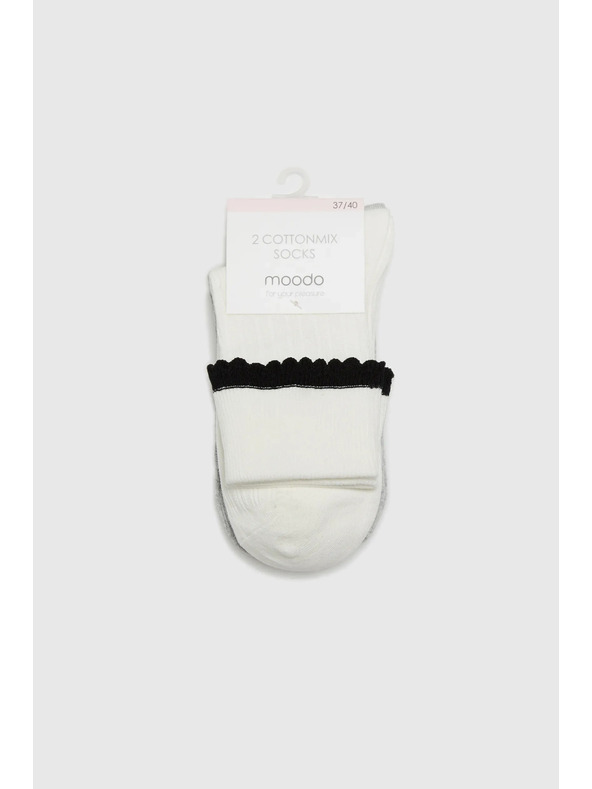 Moodo 2x balenie dlhých ponožiek sivá biela Moodo