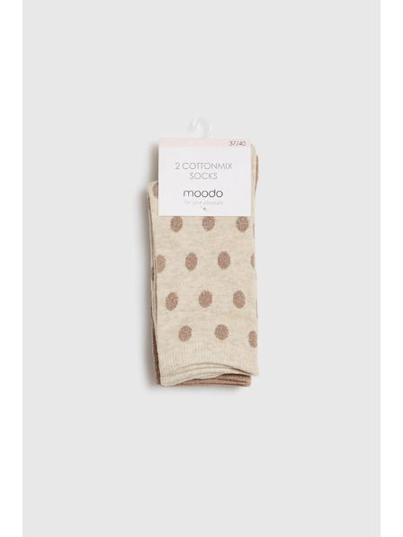 Moodo 2x balenie dlhých ponožiek zdobených metalickou niťou béžové Moodo