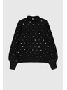 Moodo Sveter zdobený korálkami čierny Moodo