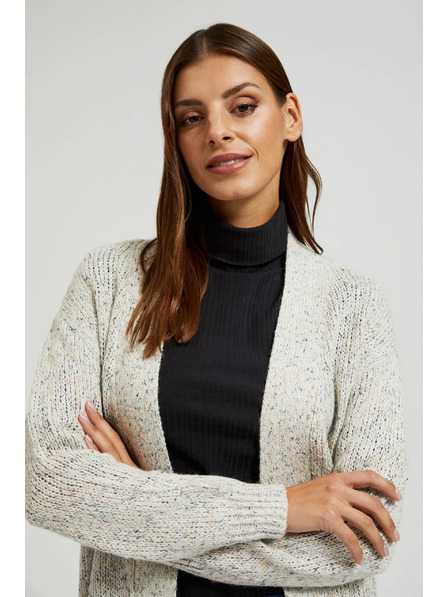 Moodo Béžový kardigan dĺžky po polovicu stehna Moodo