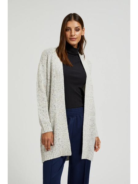 Moodo Béžový kardigan dĺžky po polovicu stehna Moodo