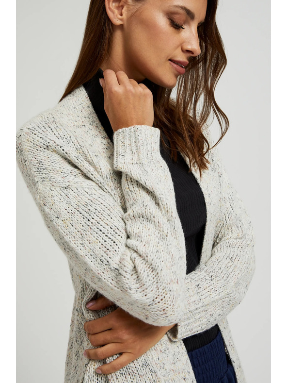 Moodo Béžový kardigan dĺžky po polovicu stehna Moodo