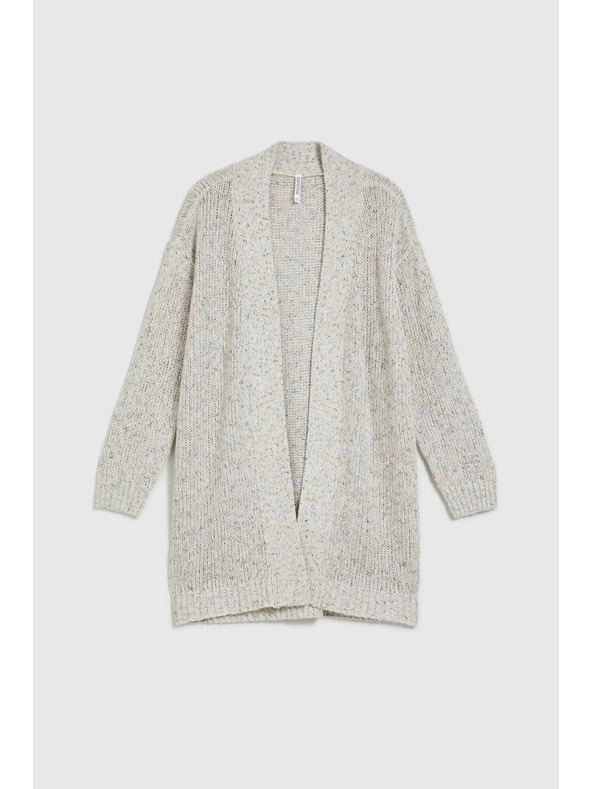 Moodo Béžový kardigan dĺžky po polovicu stehna Moodo