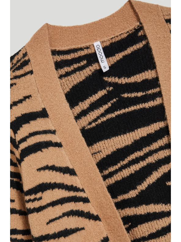 Moodo Béžový kardigan s dlhými rukávmi so zvieracím vzorom Moodo