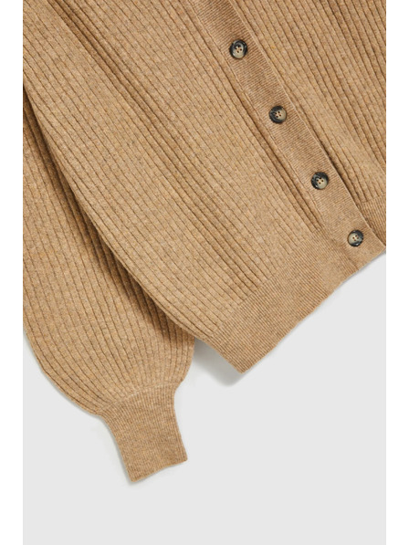 Moodo Béžový kardigan na gombíky s nafúknutými rukávmi Moodo