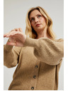 Moodo Béžový kardigan na gombíky s nafúknutými rukávmi Moodo