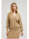 Moodo Béžový kardigan na gombíky s nafúknutými rukávmi Moodo