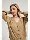 Moodo Béžový kardigan na gombíky s nafúknutými rukávmi Moodo