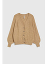 Moodo Béžový kardigan na gombíky s nafúknutými rukávmi Moodo