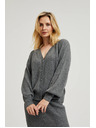 Moodo Sivý kardigan na gombíky s nafúknutými rukávmi Moodo