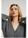 Moodo Sivý kardigan na gombíky s nafúknutými rukávmi Moodo