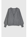 Moodo Sivý kardigan na gombíky s nafúknutými rukávmi Moodo