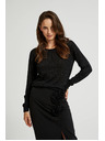 Moodo Sveter s dlhými rukávmi zdobený metalickou niťou čierny Moodo