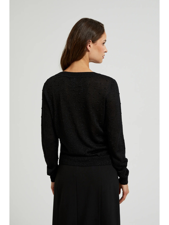 Moodo Sveter s dlhými rukávmi zdobený metalickou niťou čierny Moodo