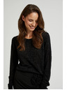 Moodo Sveter s dlhými rukávmi zdobený metalickou niťou čierny Moodo