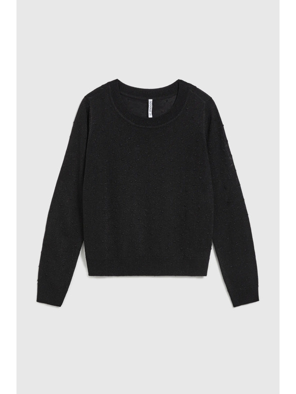 Moodo Sveter s dlhými rukávmi zdobený metalickou niťou čierny Moodo