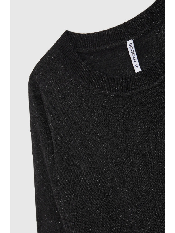 Moodo Sveter s dlhými rukávmi zdobený metalickou niťou čierny Moodo