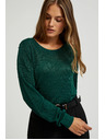 Moodo Sveter s dlhými rukávmi zdobený metalickou niťou zelený Moodo
