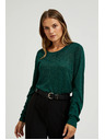 Moodo Sveter s dlhými rukávmi zdobený metalickou niťou zelený Moodo