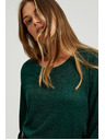 Moodo Sveter s dlhými rukávmi zdobený metalickou niťou zelený Moodo