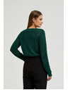 Moodo Sveter s dlhými rukávmi zdobený metalickou niťou zelený Moodo