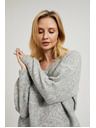 Moodo Hladký sveter so výstrihom do V a žebrovaním sivý Moodo