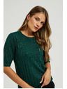 Moodo Viskózový sveter s metalickým vláknom zelený Moodo