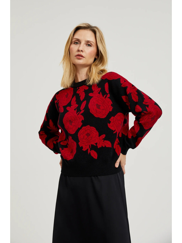 Moodo Čierny sveter s potlačou Moodo