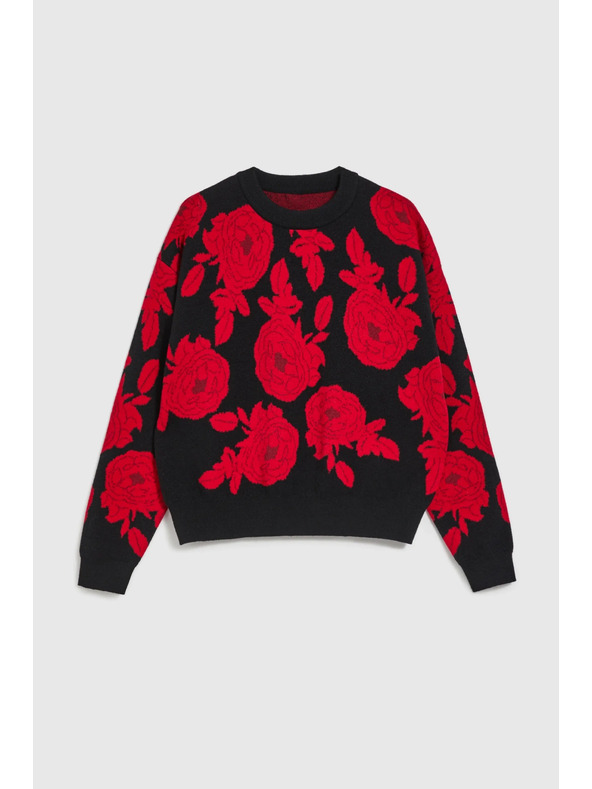 Moodo Čierny sveter s potlačou Moodo