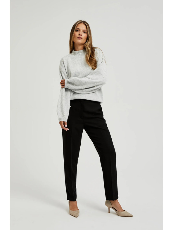 Moodo Sveter zdobený perličkami šedý Moodo